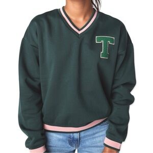 💎4 for $25💎 NWOT Simons Green and Pink Oversized V-Neck Sweatshirt S